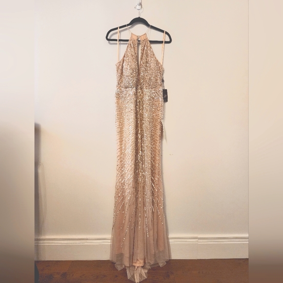 Adrianna Papell Halter Fully Beaded Gown sz 10 NWT - Picture 5 of 9